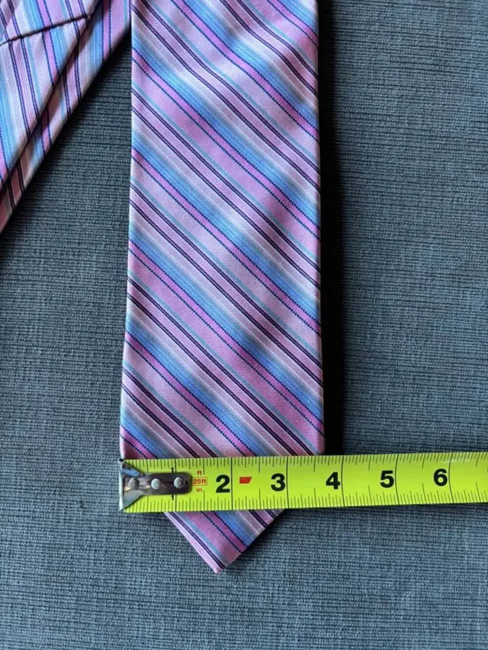 City of London Silk Tie Pastel Pink Blue Stripe Multicolor Polka Dot Lining